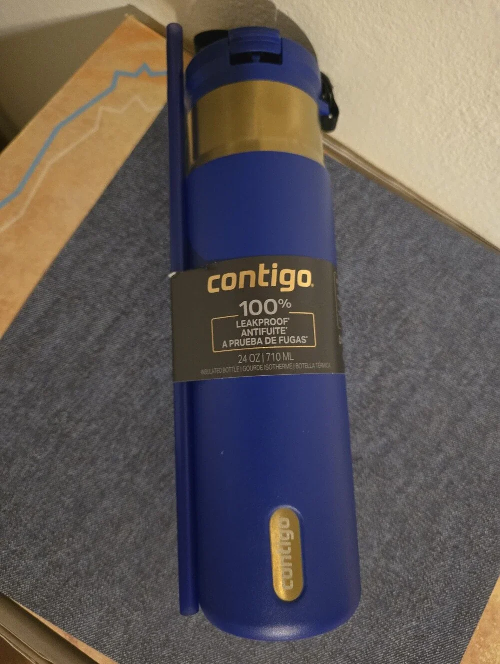 Contigo Blue and Gold 24OZ Insulated Leakproof Bottle